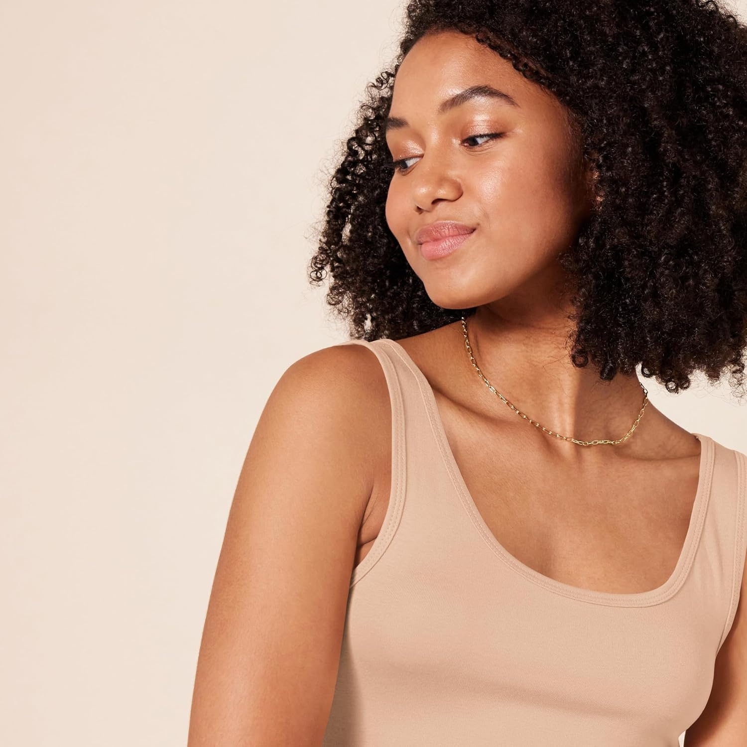 image:imageAmazon Essentials Womens SlimFit Ribbed Scoop Neck Tank Tops Pack of 2Sand