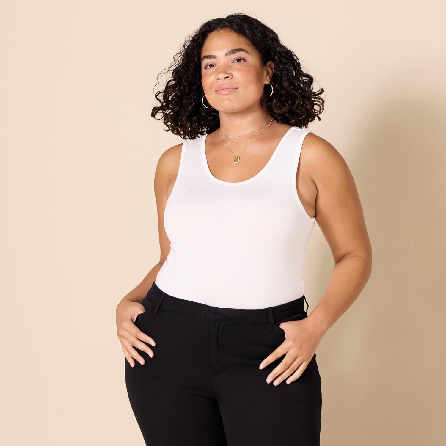 image:imageAmazon Essentials Womens SlimFit Ribbed Scoop Neck Tank Tops Pack of 2WhiteYellow
