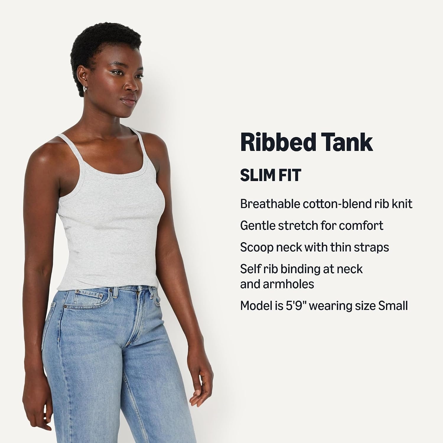 image:imageAmazon Essentials Womens SlimFit Ribbed Tank TopLight Grey Heather