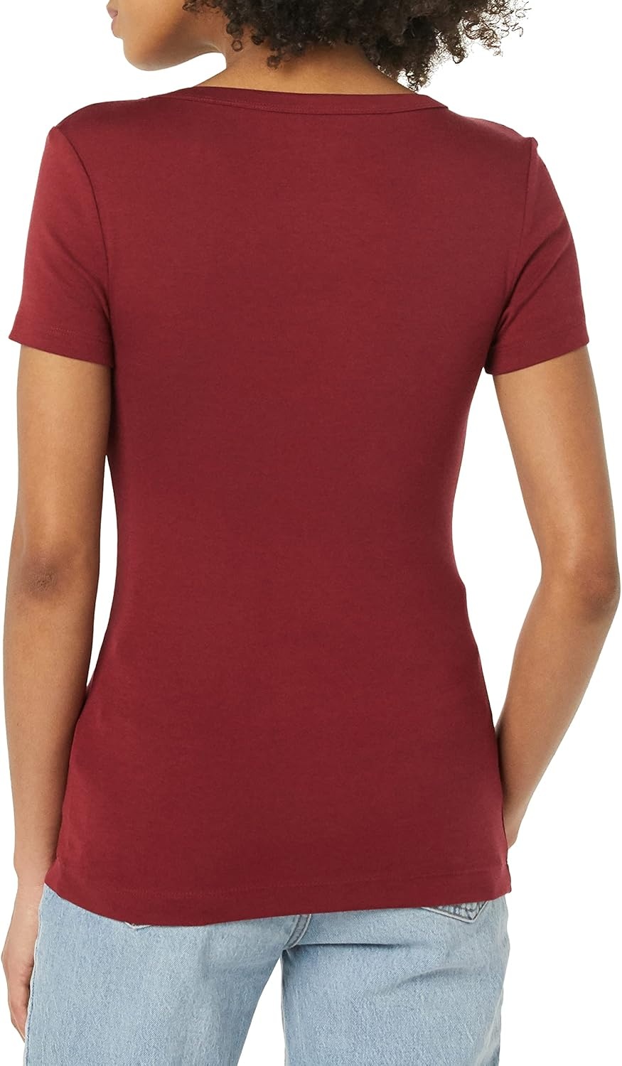 image:imageAmazon Essentials Womens SlimFit ShortSleeve VNeck TShirt Pack of 2BlackBurgundy