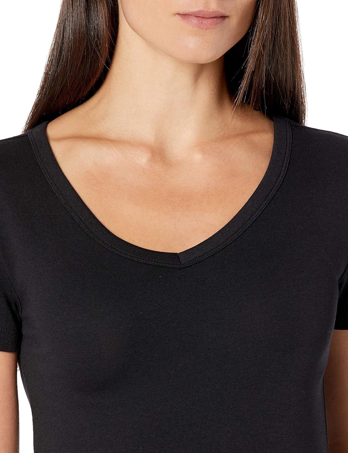 image:imageAmazon Essentials Womens SlimFit ShortSleeve VNeck TShirt Pack of 2BlackWhite