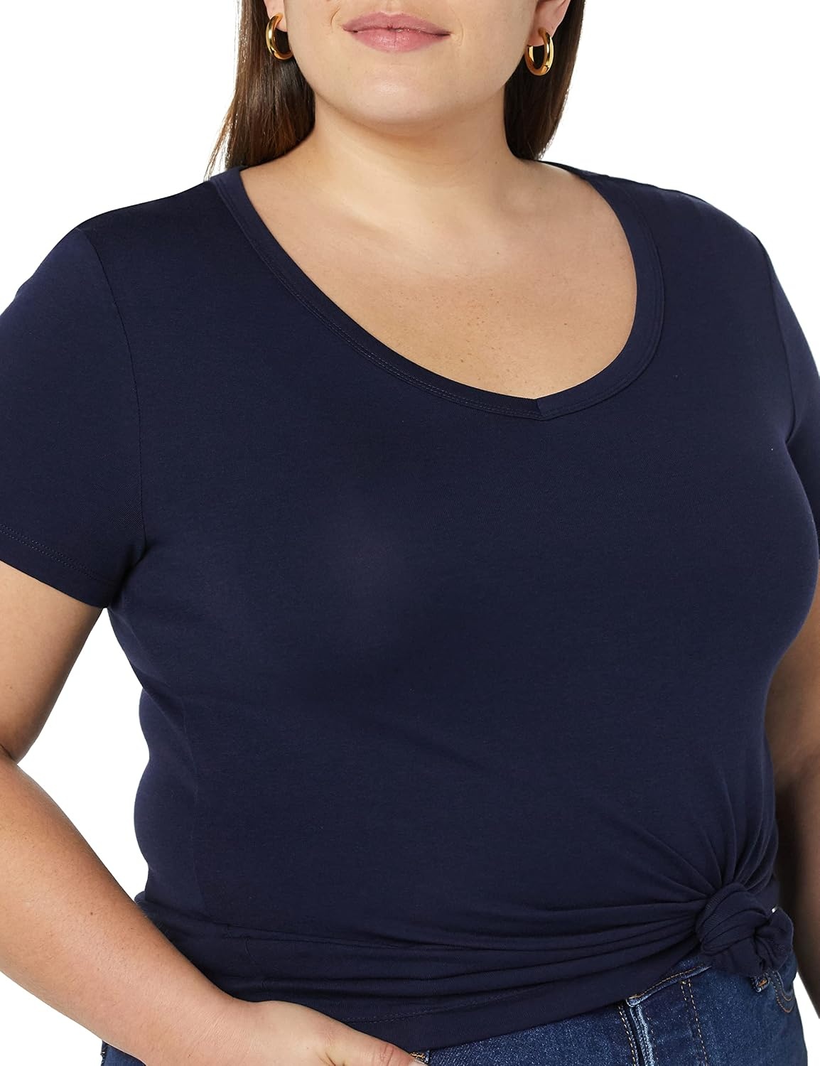 image:imageAmazon Essentials Womens SlimFit ShortSleeve VNeck TShirt Pack of 2NavyNavy