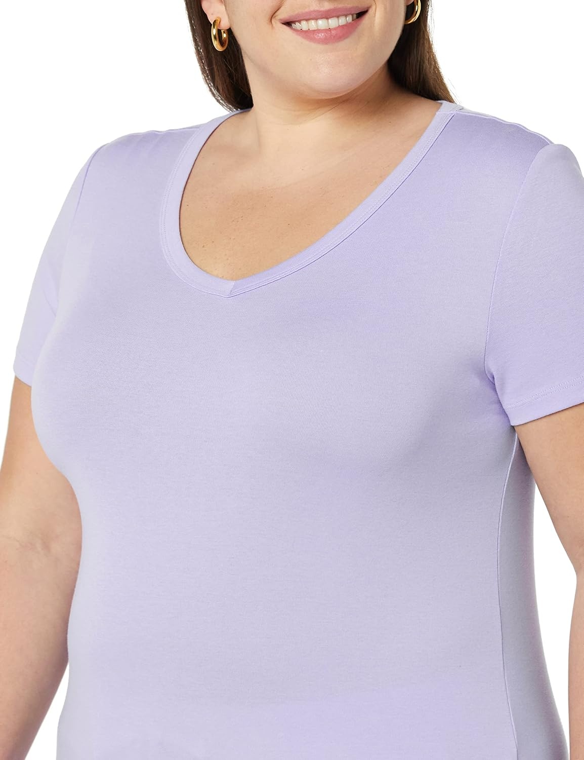 image:imageAmazon Essentials Womens SlimFit ShortSleeve VNeck TShirt Pack of 2WhiteLavender