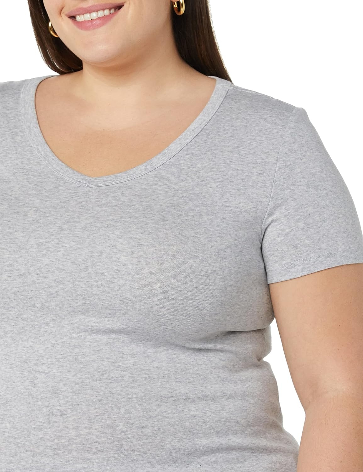 image:imageAmazon Essentials Womens SlimFit ShortSleeve VNeck TShirt Pack of 2WhiteLight Heather Grey
