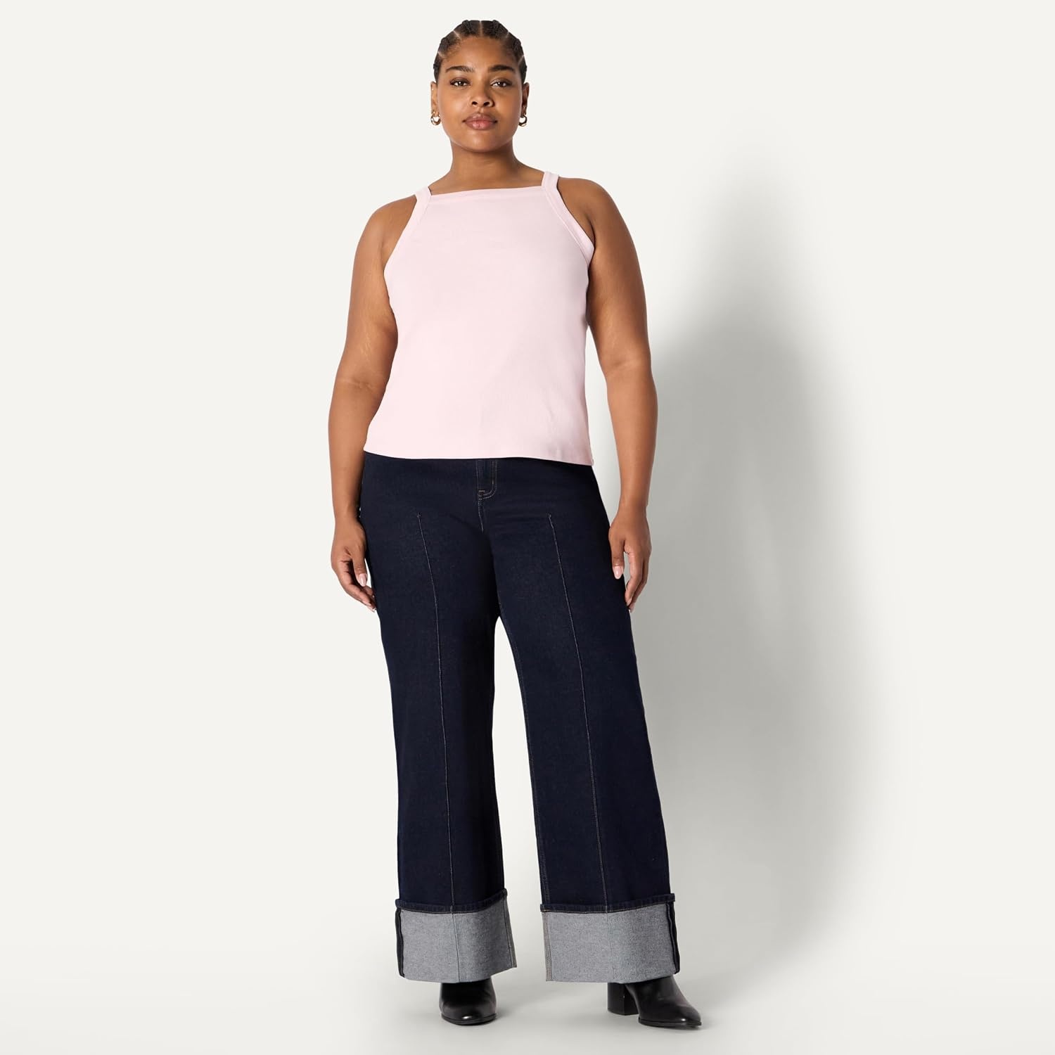 image:imageAmazon Essentials Womens SlimFit Stretch Rib HighNeck Tank with Wide Ribbed StrapsPastel Lilac