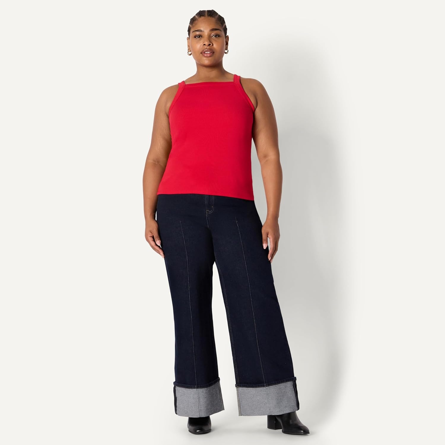 image:imageAmazon Essentials Womens SlimFit Stretch Rib HighNeck Tank with Wide Ribbed StrapsRed