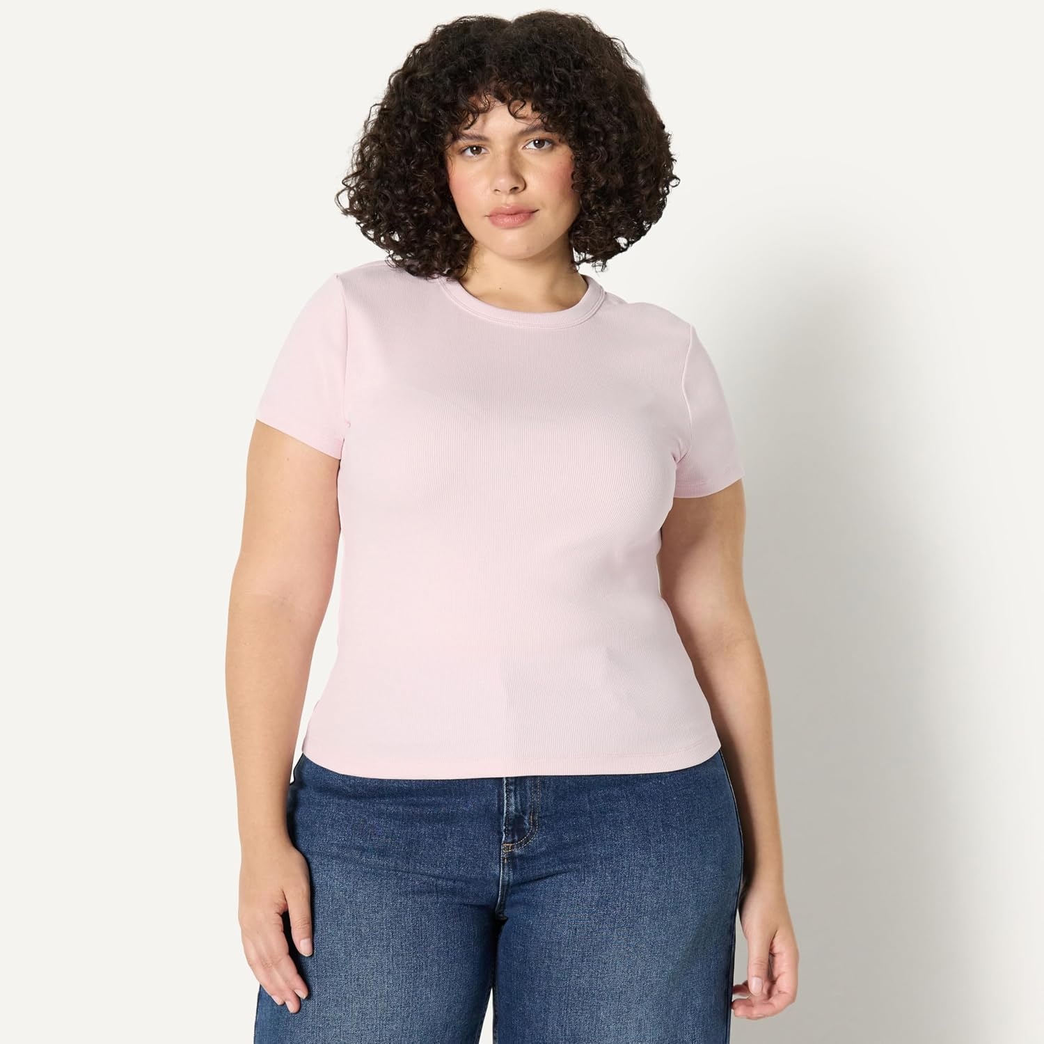 image:imageAmazon Essentials Womens SlimFit Stretch Rib Short Cap Sleeve Crewneck TopPastel Lilac