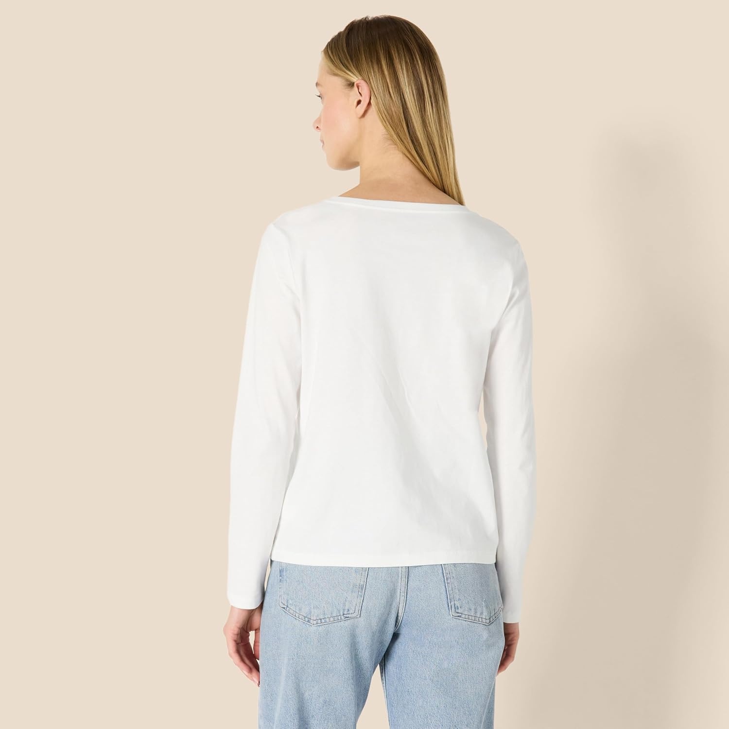 image:imageAmazon Essentials Womens Soft 100 Cotton RegularFit LongSleeve Crewneck TShirtWhite