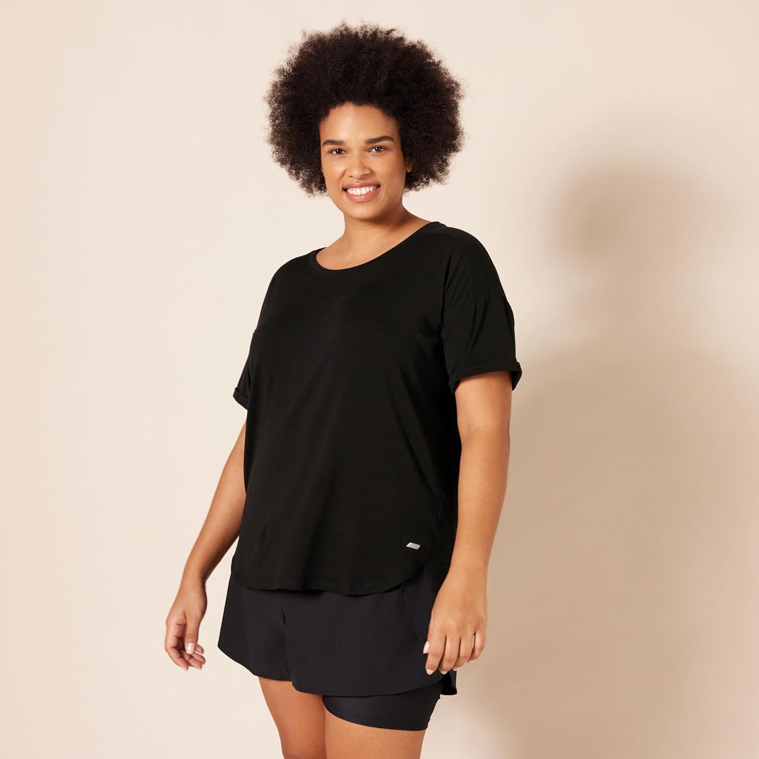 image:imageAmazon Essentials Womens Studio RelaxedFit Lightweight Crewneck TShirt Available in Plus SizeBlack