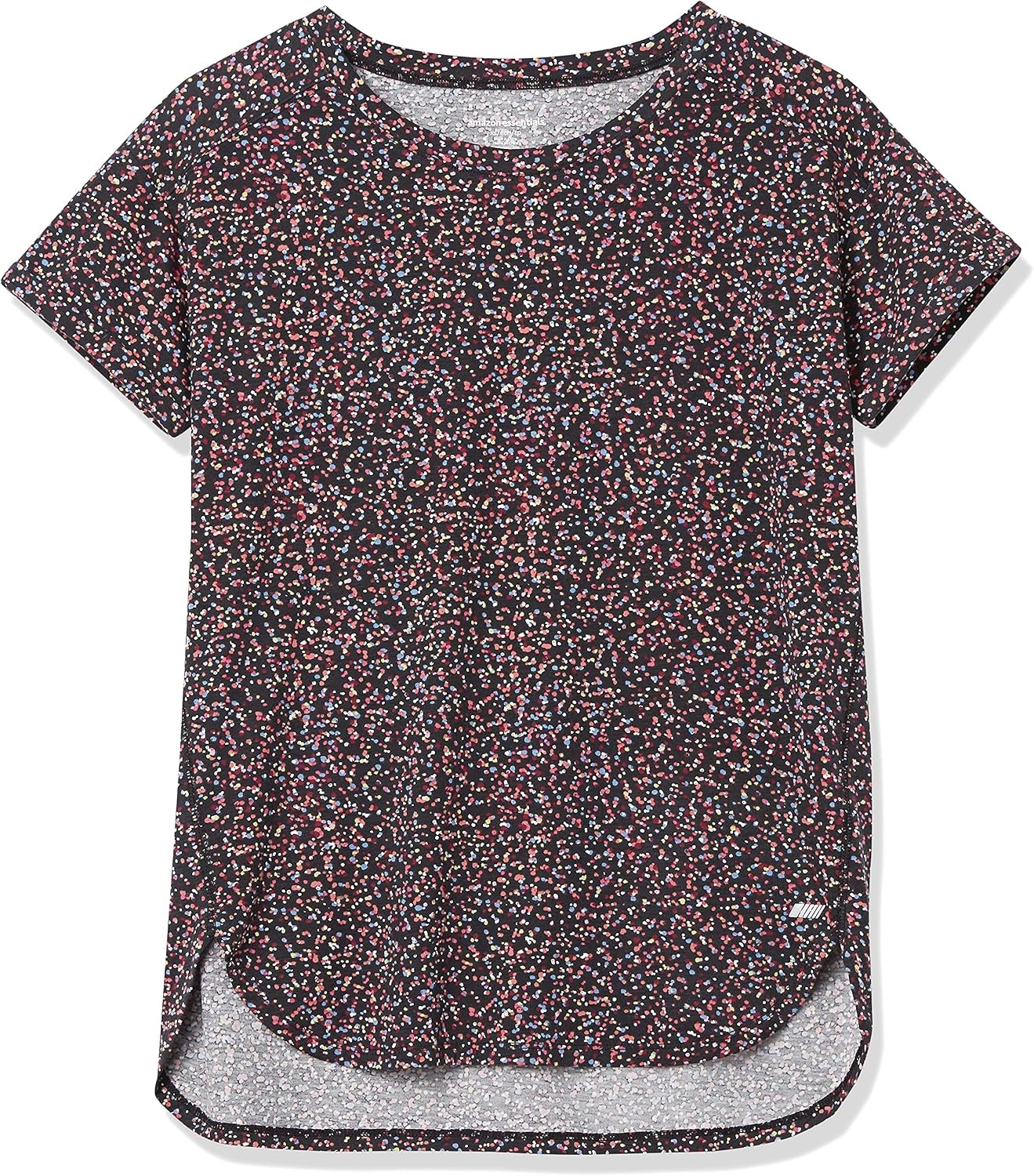 image:imageAmazon Essentials Womens Studio RelaxedFit Lightweight Crewneck TShirt Available in Plus SizeBlack Confetti Print