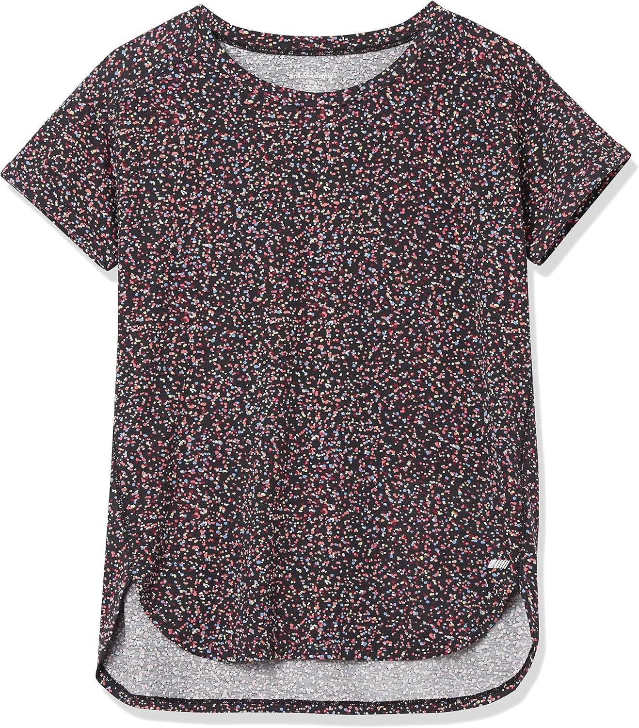image:imageAmazon Essentials Womens Studio RelaxedFit Lightweight Crewneck TShirt Available in Plus SizeBlack Confetti Print