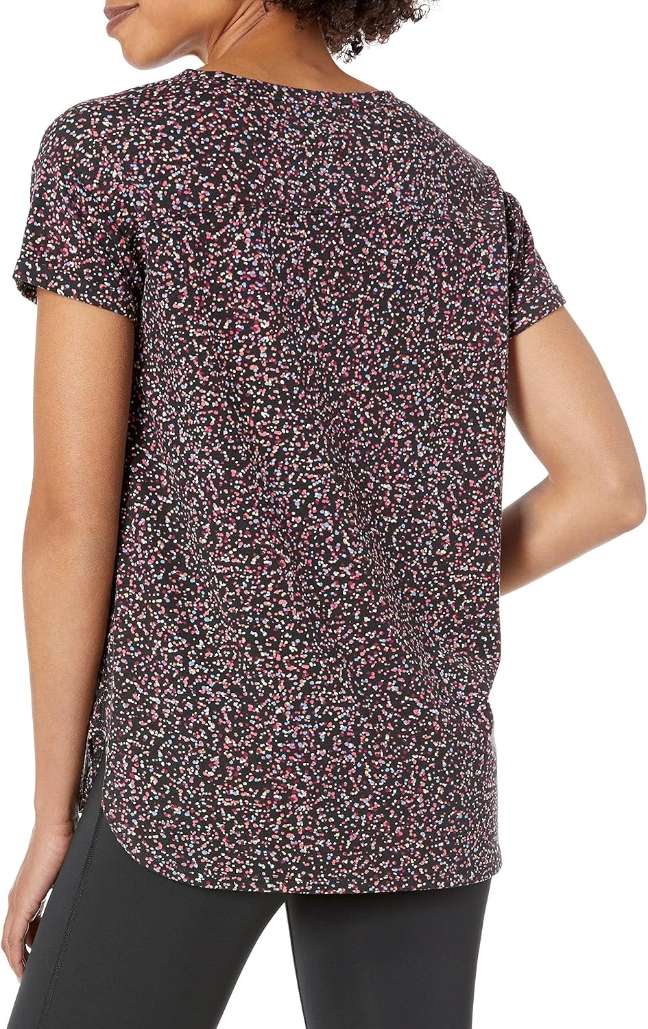 image:imageAmazon Essentials Womens Studio RelaxedFit Lightweight Crewneck TShirt Available in Plus SizeBlack Confetti Print