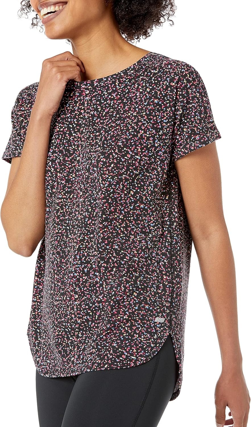 image:imageAmazon Essentials Womens Studio RelaxedFit Lightweight Crewneck TShirt Available in Plus SizeBlack Confetti Print