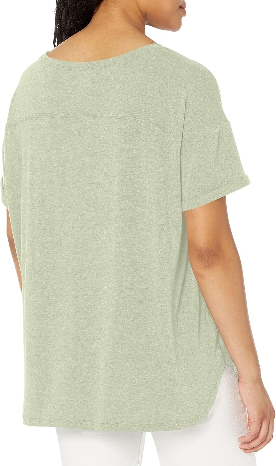 image:imageAmazon Essentials Womens Studio RelaxedFit Lightweight Crewneck TShirt Available in Plus SizeLight Green