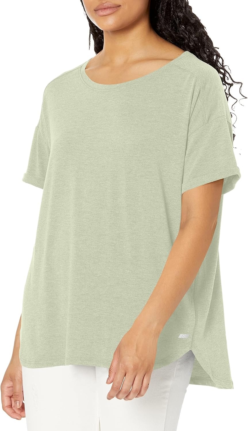 image:imageAmazon Essentials Womens Studio RelaxedFit Lightweight Crewneck TShirt Available in Plus SizeLight Green