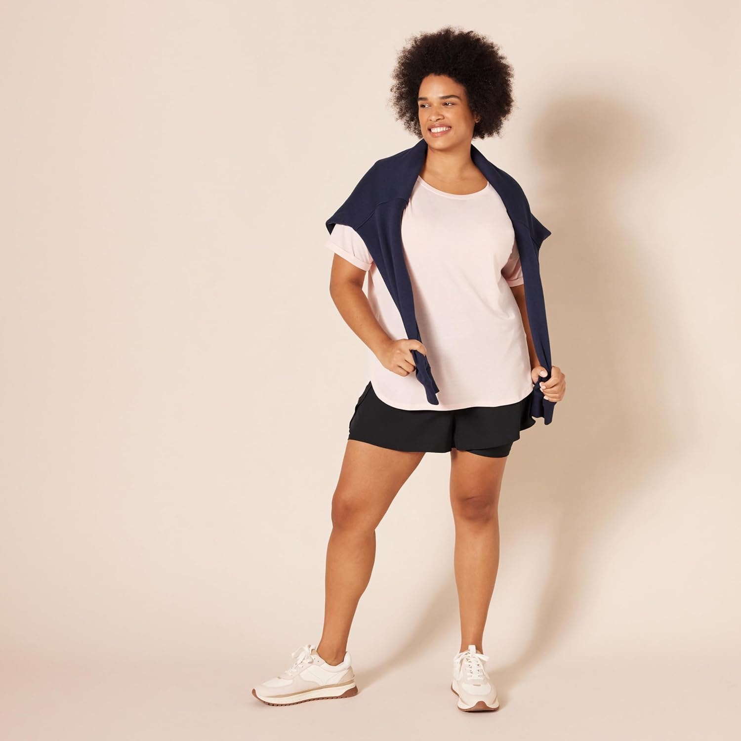 image:imageAmazon Essentials Womens Studio RelaxedFit Lightweight Crewneck TShirt Available in Plus SizeLight Pink