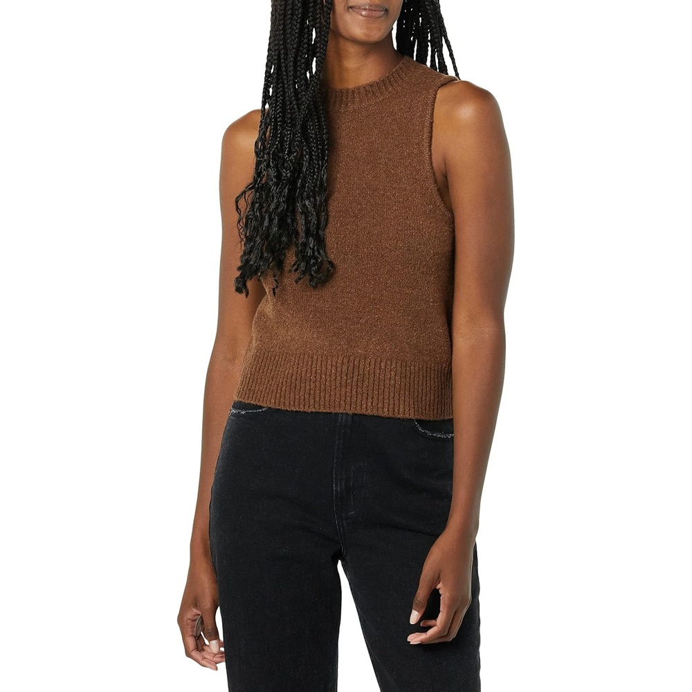 image:imageAmazon Essentials Womens Boucle Sweater Tank Top Previously Daily RitualChocolate Heather