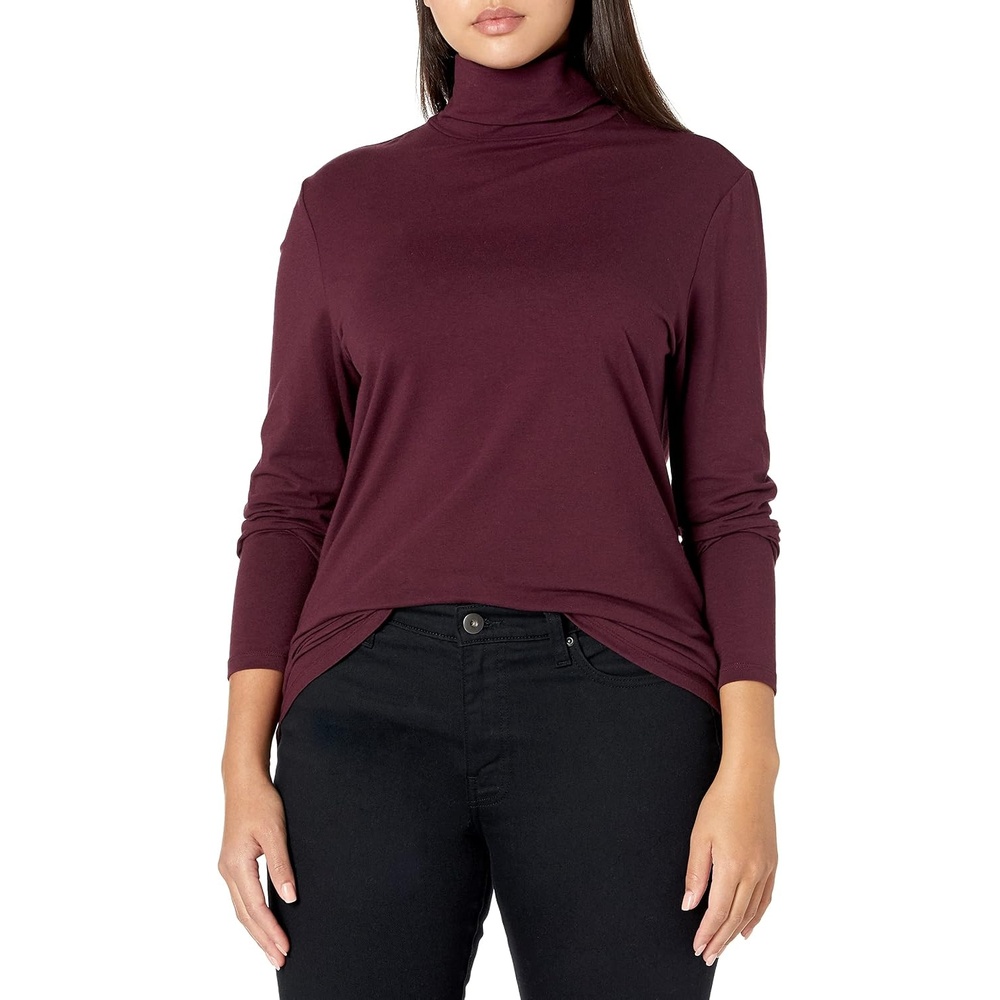 image:imageAmazon Essentials Womens LongSleeve Turtleneck Stretch Fleece Available in Plus SizeBurgundy