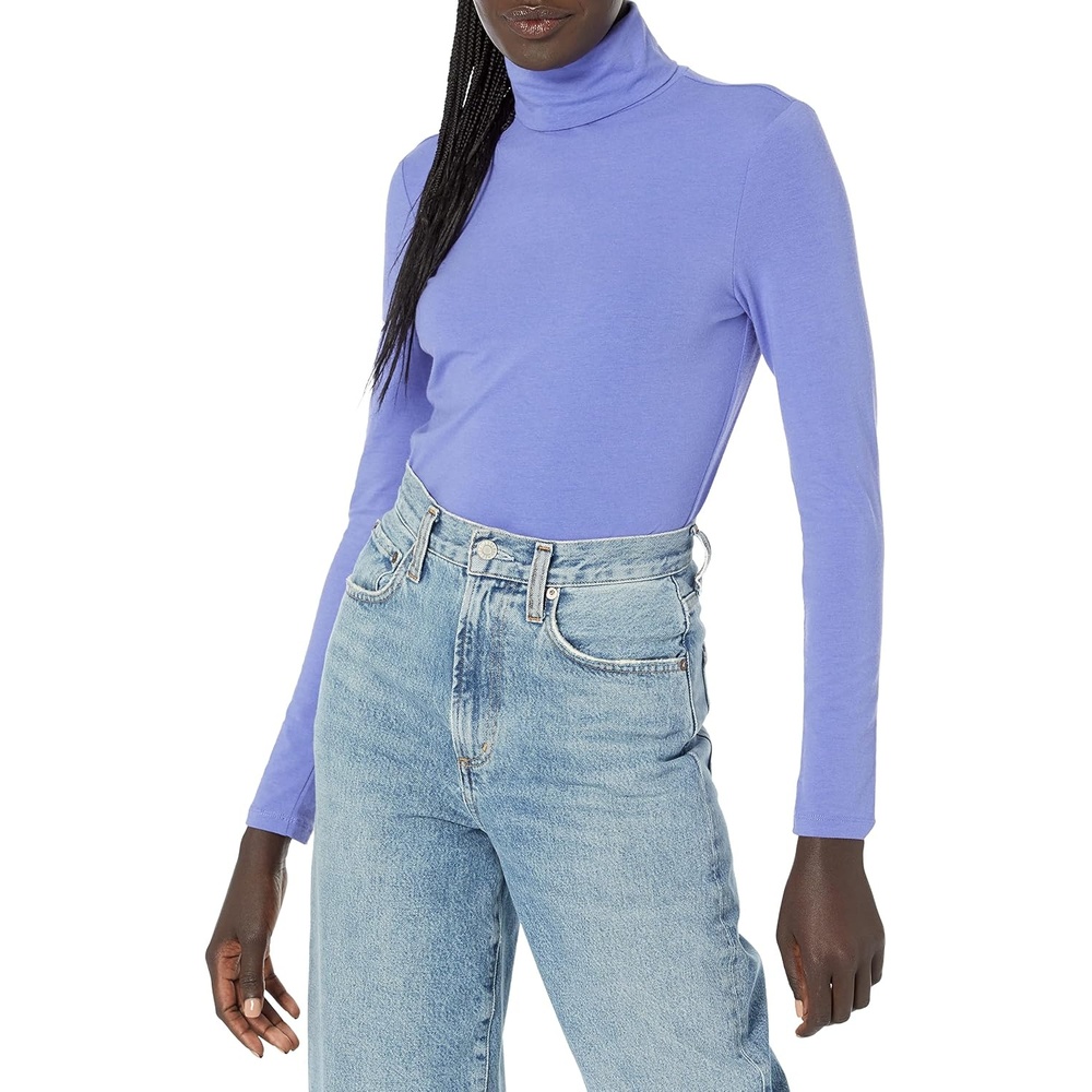 image:imageAmazon Essentials Womens LongSleeve Turtleneck Stretch Fleece Available in Plus SizePurple Blue