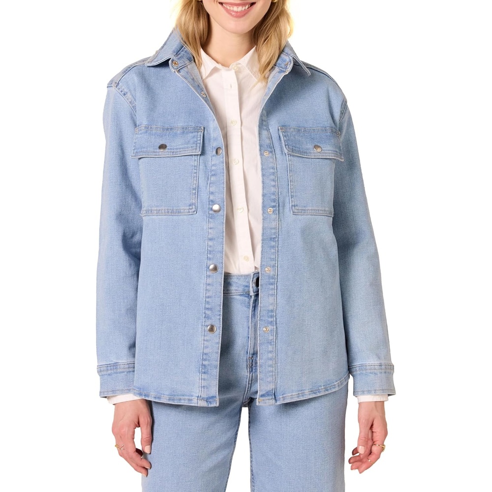 image:imageAmazon Essentials Womens Oversized Heavyweight Denim Shirt Jacket Relaxed FitLight Wash
