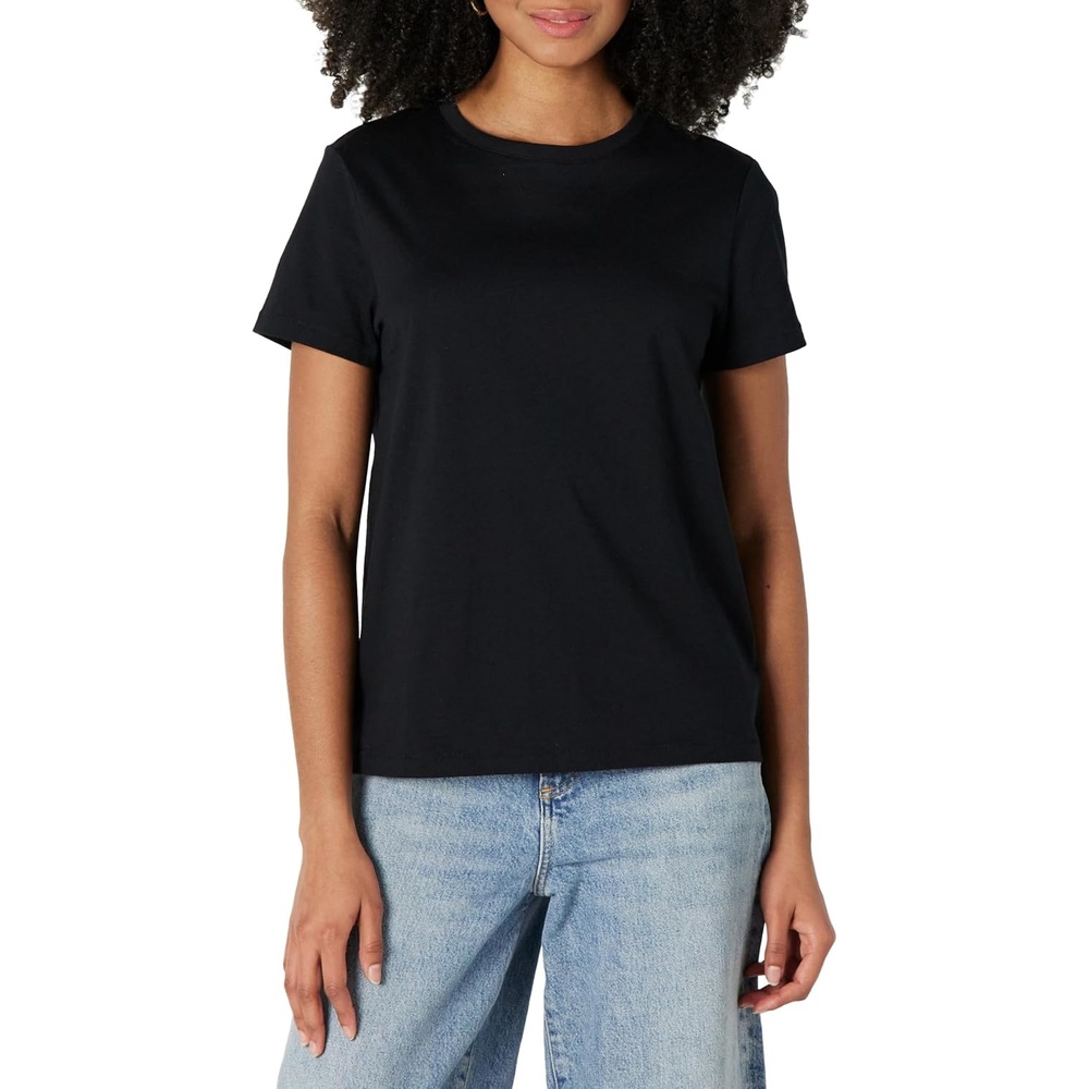 image:imageAmazon Essentials Womens Regular Fit 100 Cotton Crewneck Short Sleeve TShirtBlack