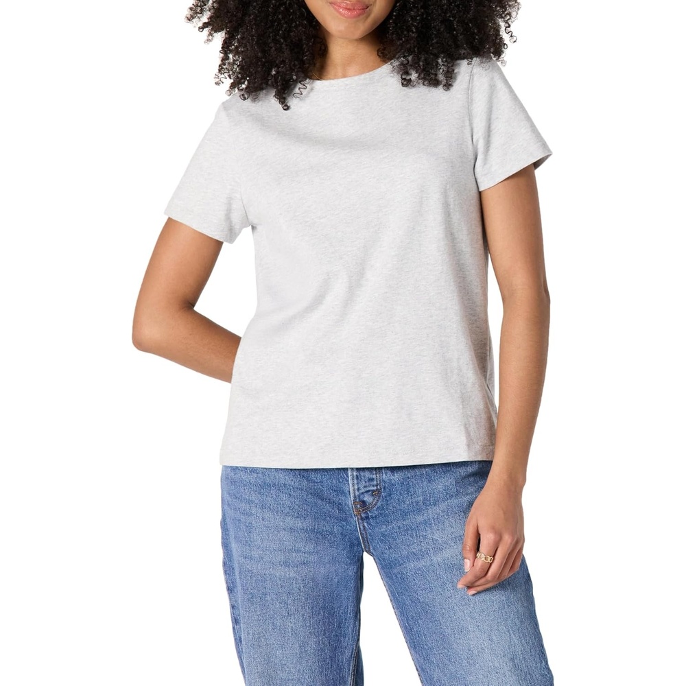 image:imageAmazon Essentials Womens Regular Fit 100 Cotton Crewneck Short Sleeve TShirtLight Grey Heather
