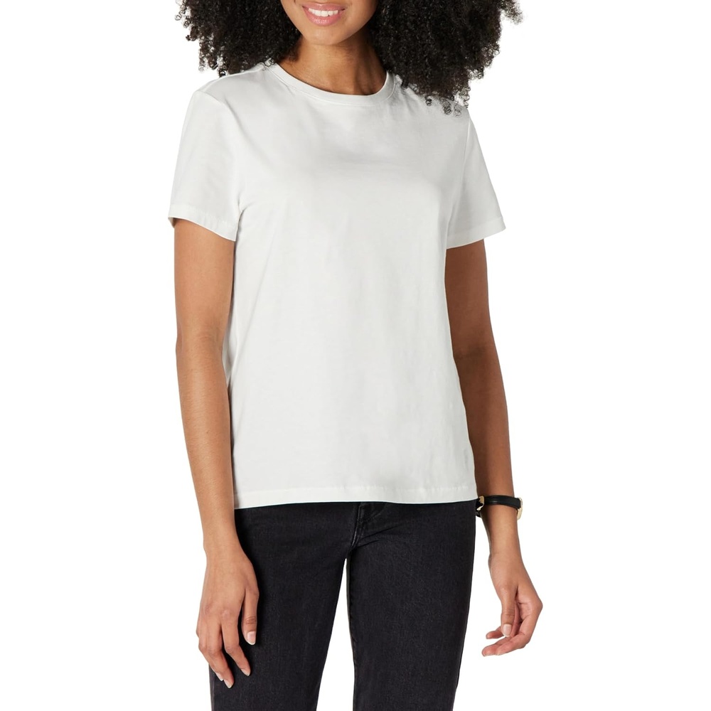 image:imageAmazon Essentials Womens Regular Fit 100 Cotton Crewneck Short Sleeve TShirtWhite