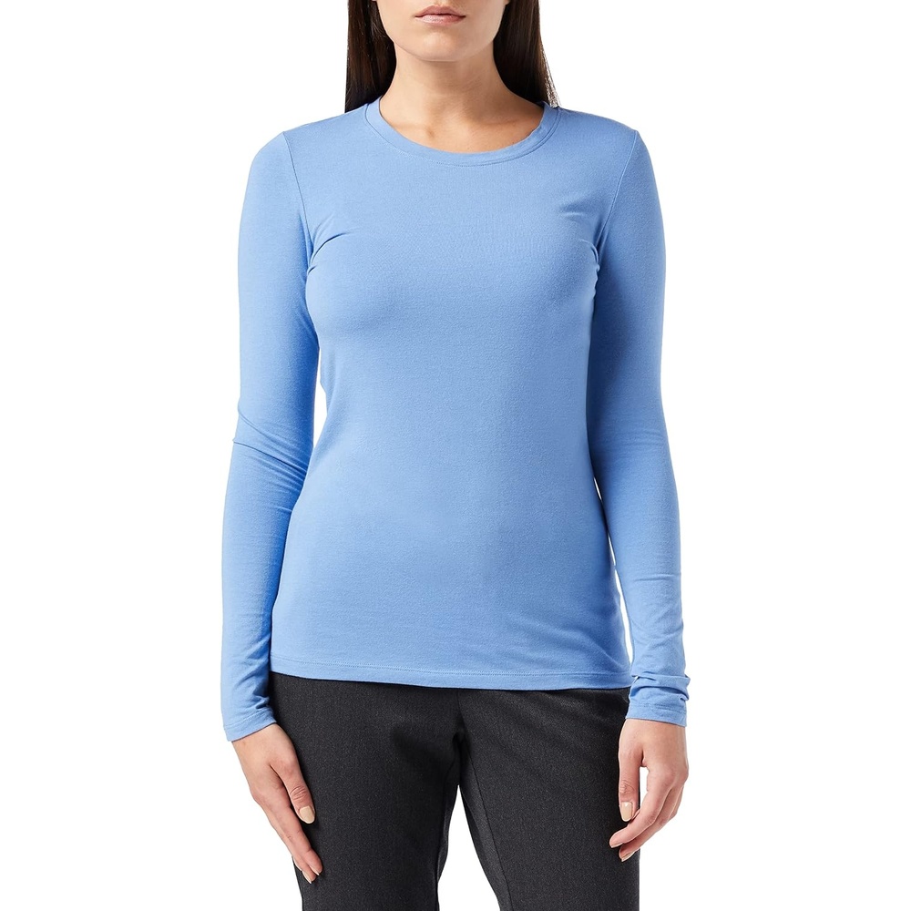 image:imageAmazon Essentials Womens RegularFit LongSleeve Crewneck TShirt Available in Plus SizeBlue