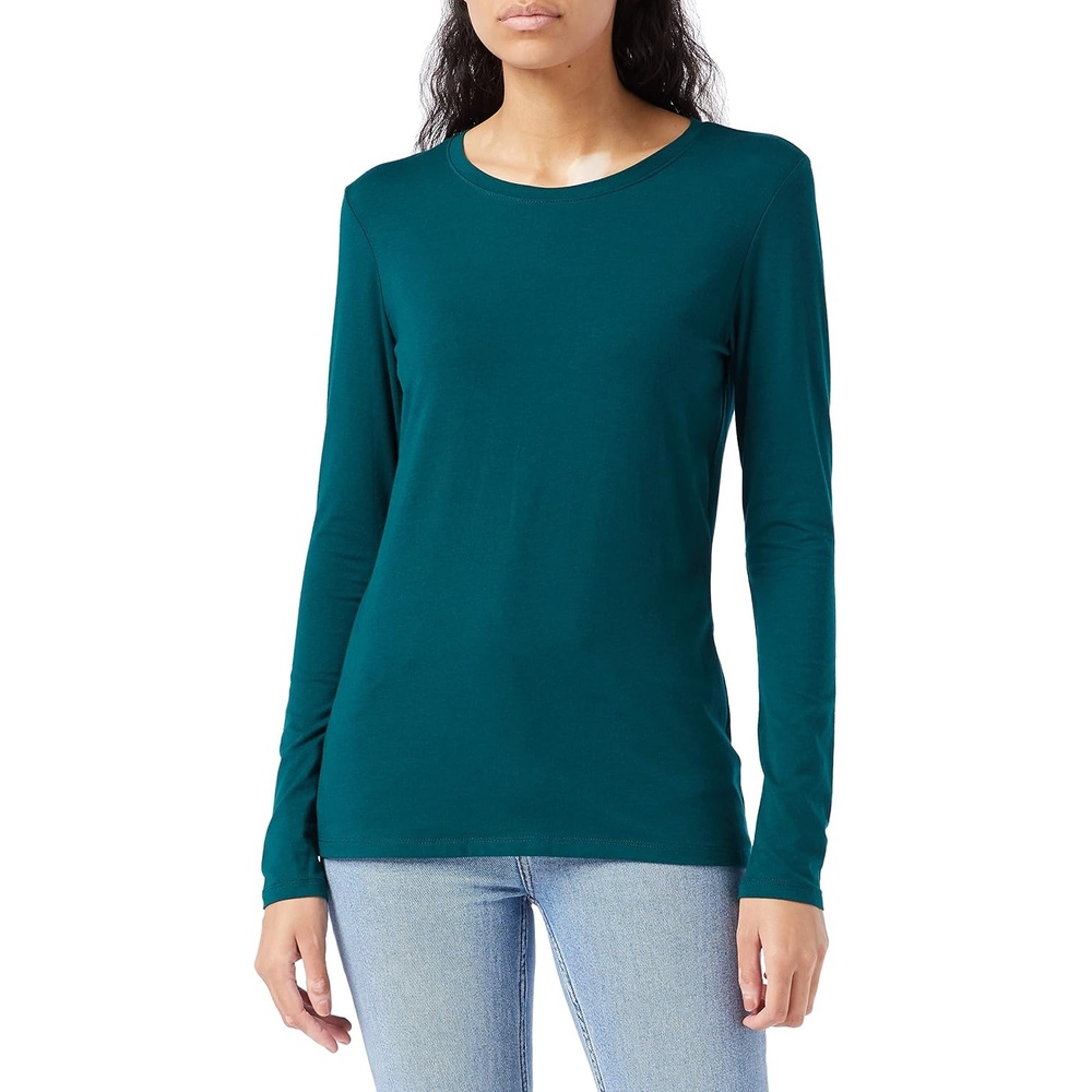 image:imageAmazon Essentials Womens RegularFit LongSleeve Crewneck TShirt Available in Plus SizeDark Green