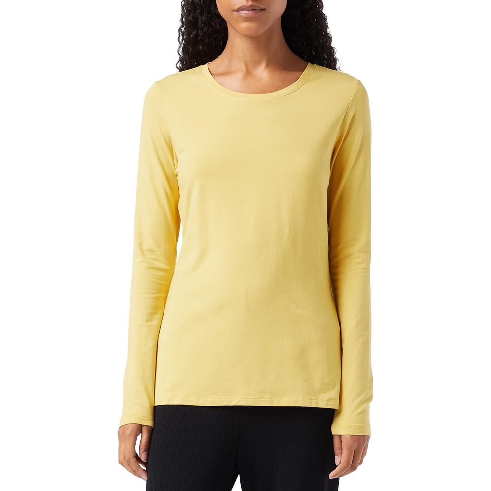 image:imageAmazon Essentials Womens RegularFit LongSleeve Crewneck TShirt Available in Plus SizeDark Yellow
