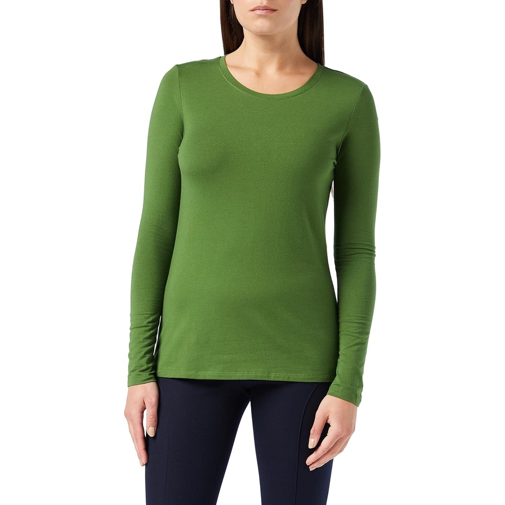 image:imageAmazon Essentials Womens RegularFit LongSleeve Crewneck TShirt Available in Plus SizeGreen