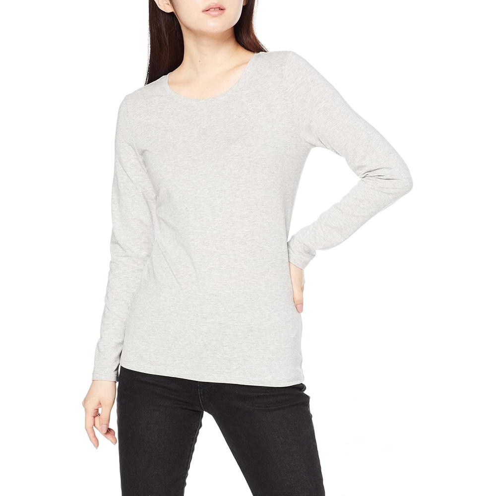 image:imageAmazon Essentials Womens RegularFit LongSleeve Crewneck TShirt Available in Plus SizeLight Grey Heather