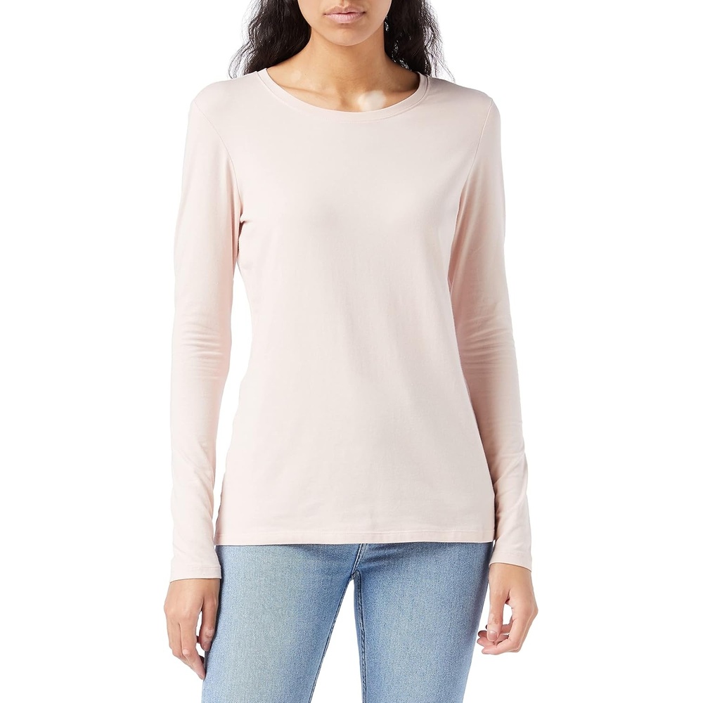 image:imageAmazon Essentials Womens RegularFit LongSleeve Crewneck TShirt Available in Plus SizePale Pink