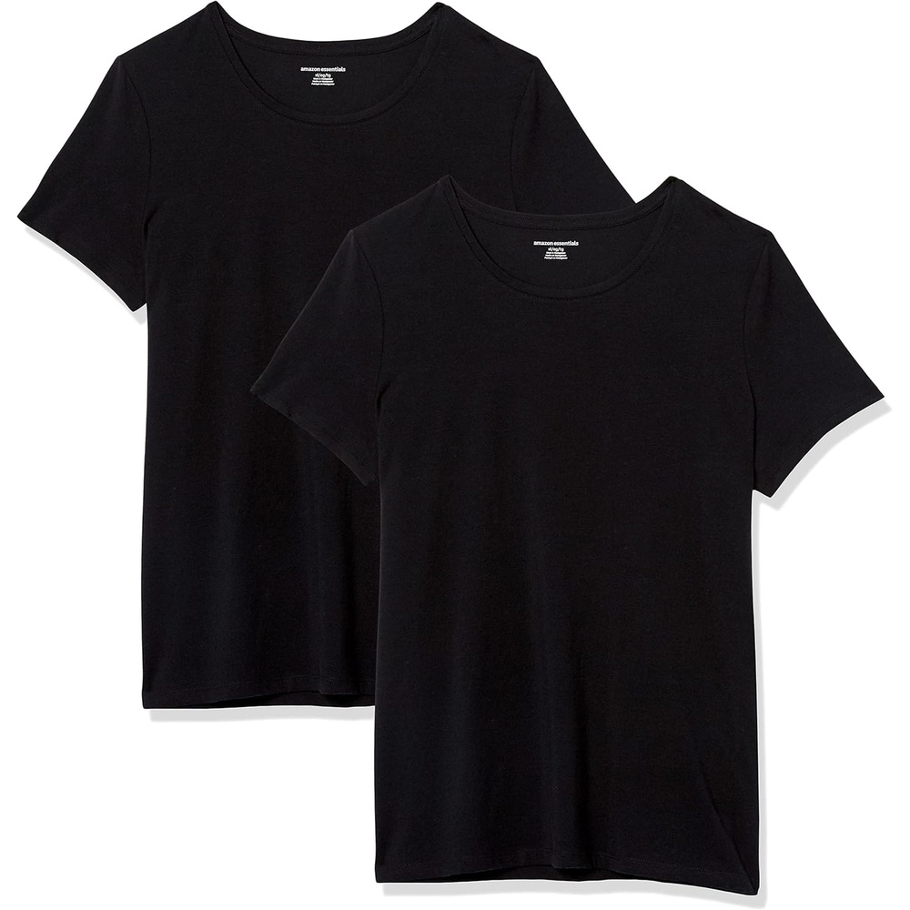 image:imageAmazon Essentials Womens RegularFit ShortSleeve Crewneck TShirt MultipacksBlack