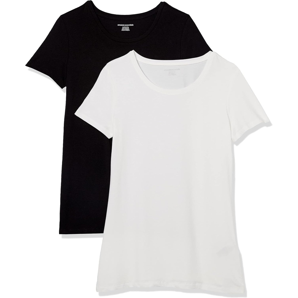 image:imageAmazon Essentials Womens RegularFit ShortSleeve Crewneck TShirt MultipacksBlackWhite