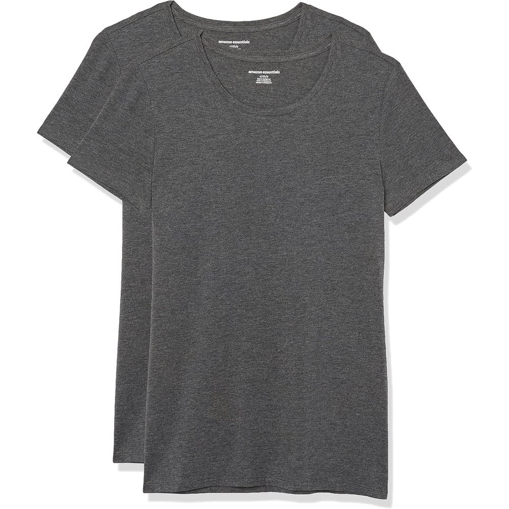 image:imageAmazon Essentials Womens RegularFit ShortSleeve Crewneck TShirt MultipacksCharcoal Heather