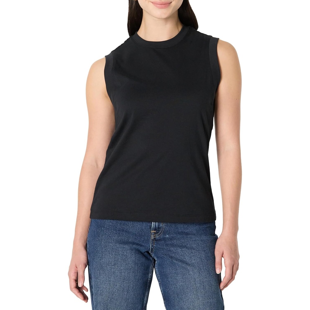 image:imageAmazon Essentials Womens RelaxedFit Cotton Muscle Tee with Ribbed Crew Neckline BreathableBlack