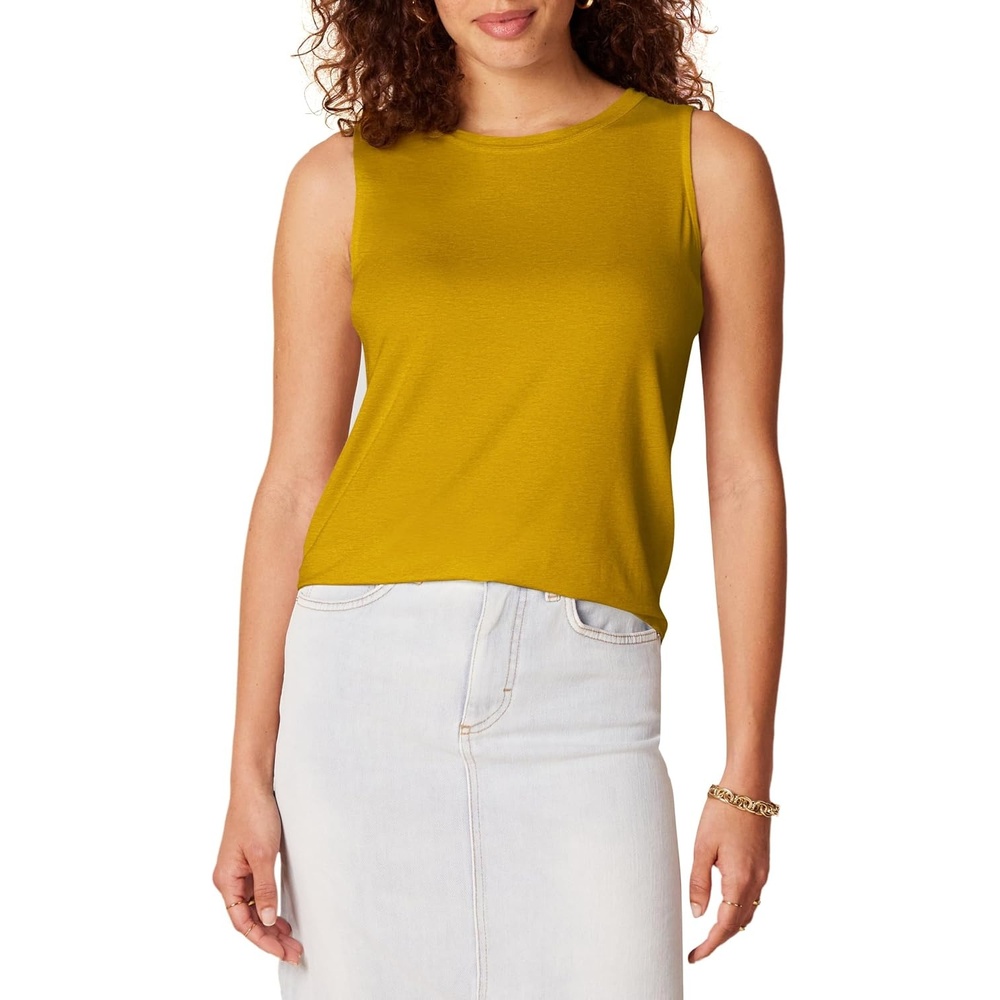image:imageAmazon Essentials Womens RelaxedFit Loose Fit Sleeveless Muscle Tank TopDark Golden Yellow
