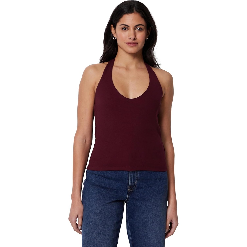 image:imageAmazon Essentials Womens SlimFit Ribbed Halter TopDark Burgundy
