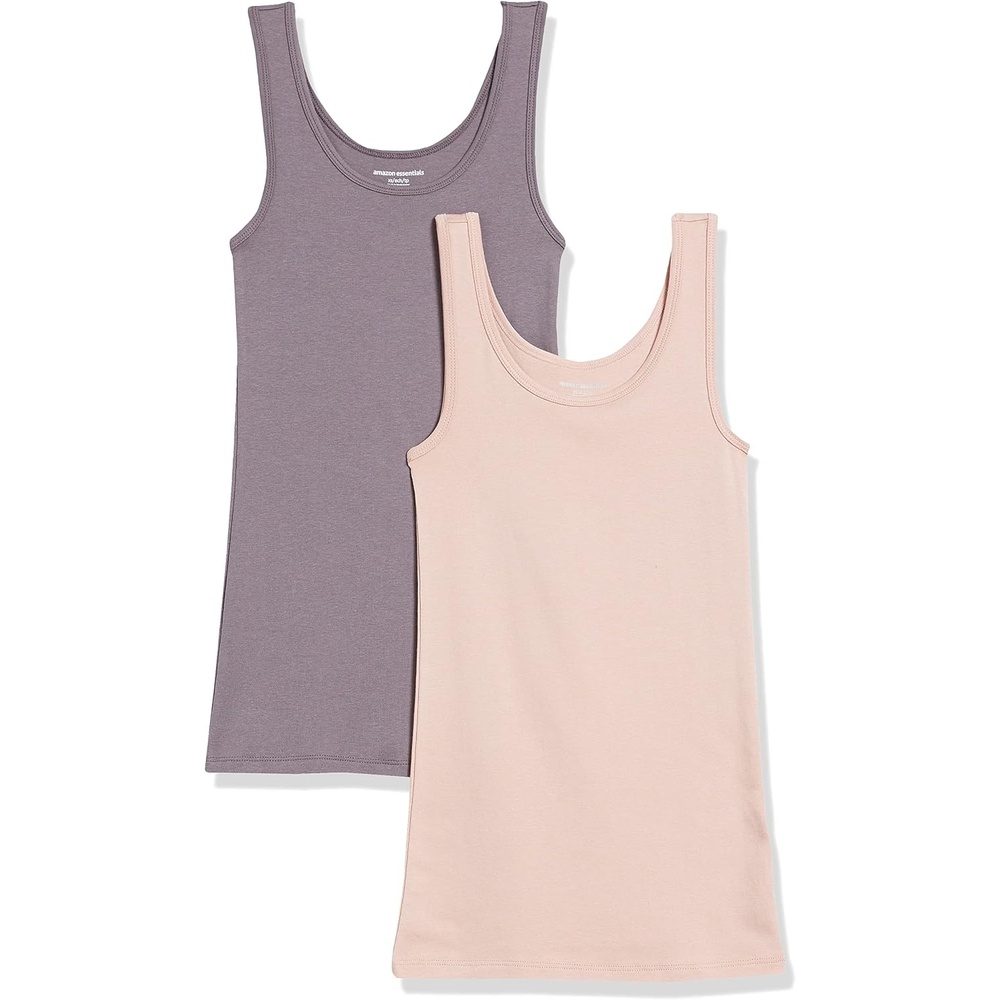 image:imageAmazon Essentials Womens SlimFit Ribbed Scoop Neck Tank Tops Pack of 2BlushMauve