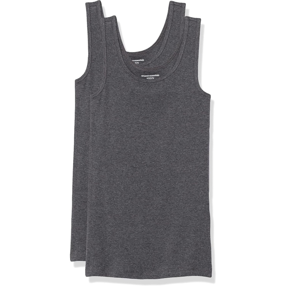 image:imageAmazon Essentials Womens SlimFit Ribbed Scoop Neck Tank Tops Pack of 2Charcoal Heather