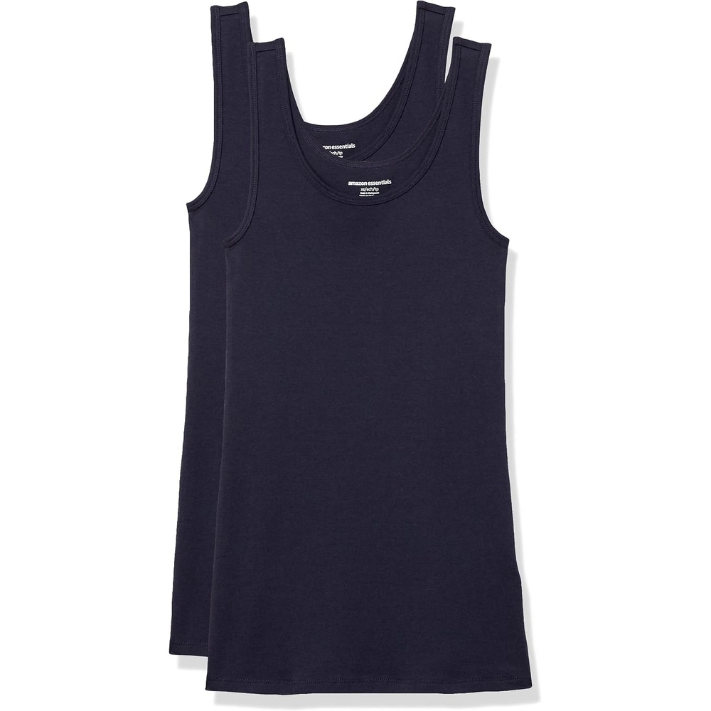 image:imageAmazon Essentials Womens SlimFit Ribbed Scoop Neck Tank Tops Pack of 2Navy