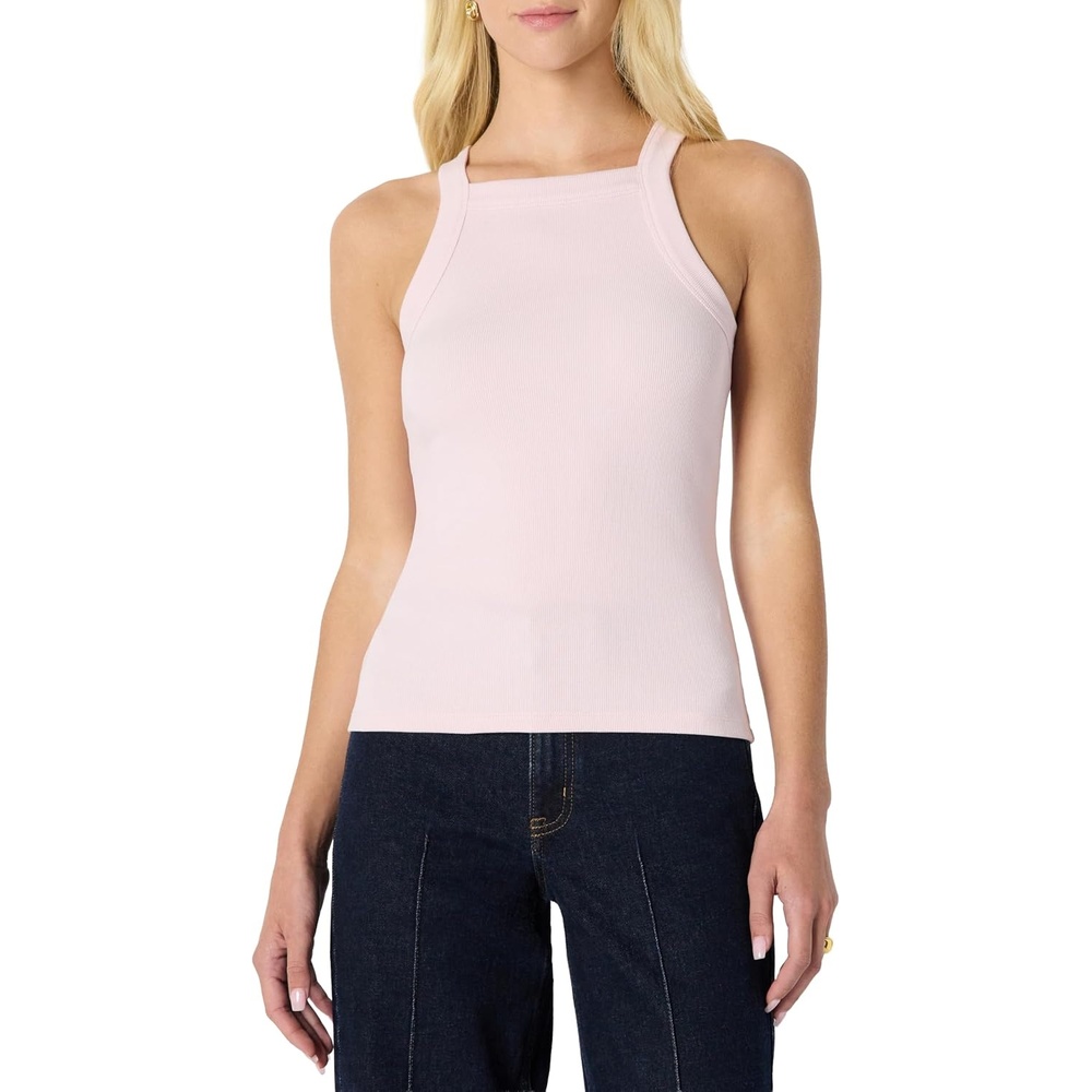 image:imageAmazon Essentials Womens SlimFit Stretch Rib HighNeck Tank with Wide Ribbed StrapsPastel Lilac