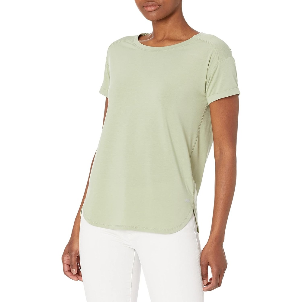 image:imageAmazon Essentials Womens Studio RelaxedFit Lightweight Crewneck TShirt Available in Plus SizeLight Green