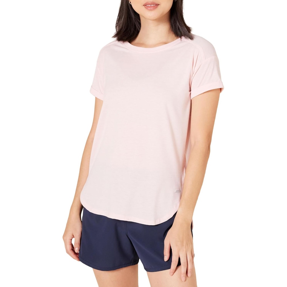 image:imageAmazon Essentials Womens Studio RelaxedFit Lightweight Crewneck TShirt Available in Plus SizeLight Pink