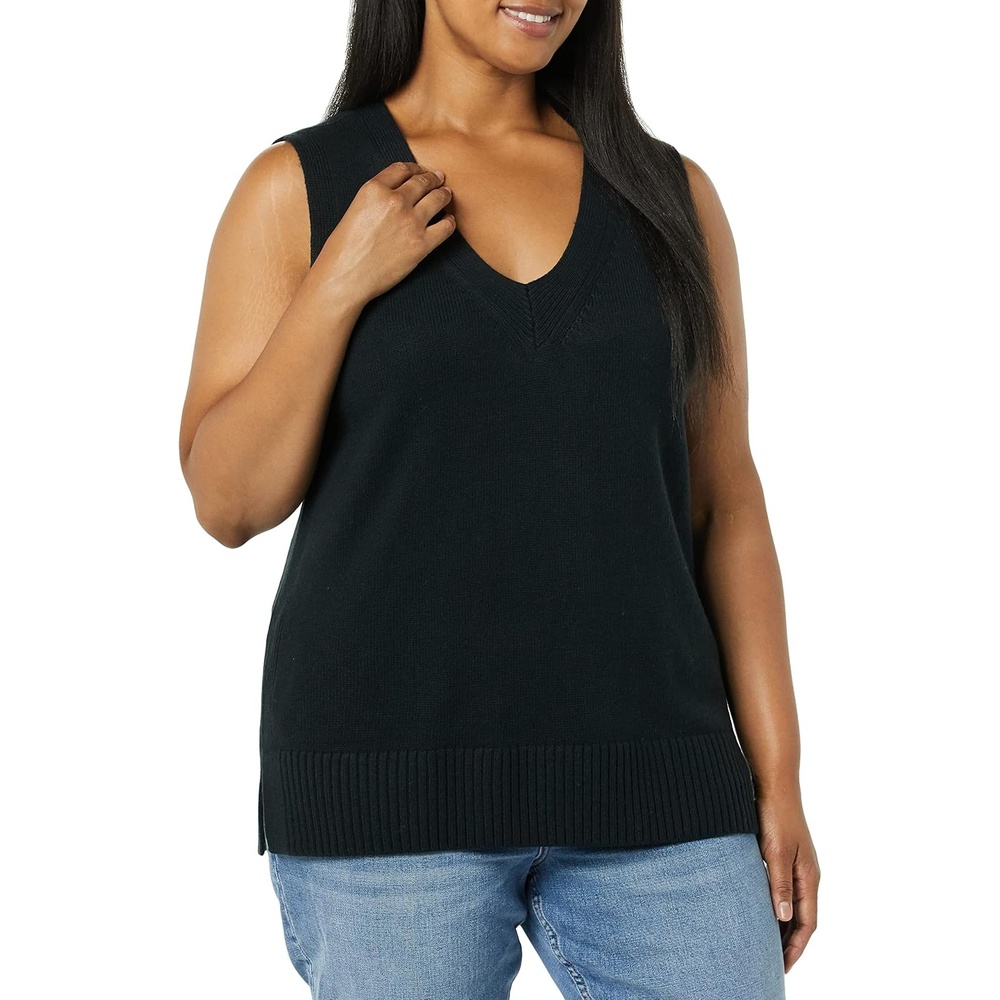 image:imageAmazon Essentials Womens Ultra Soft VNeck Sweater VestBlack