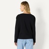 Amazon Essentials Women’s 100% Cotton Heavyweight Relaxed-Fit Long-Sleeve Boatneck Top(Black)