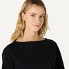 Amazon Essentials Women’s 100% Cotton Heavyweight Relaxed-Fit Long-Sleeve Boatneck Top(Black)