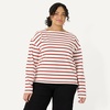 Amazon Essentials Women’s 100% Cotton Heavyweight Relaxed-Fit Long-Sleeve Boatneck Top(Eggshell White Mariner Stripe)