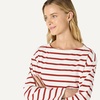 Amazon Essentials Women’s 100% Cotton Heavyweight Relaxed-Fit Long-Sleeve Boatneck Top(Eggshell White Mariner Stripe)